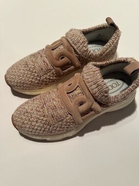Tod’s Kate Knit Sneakers Suede Logo Slip On Shoe 38 Designer Luxury Comfort